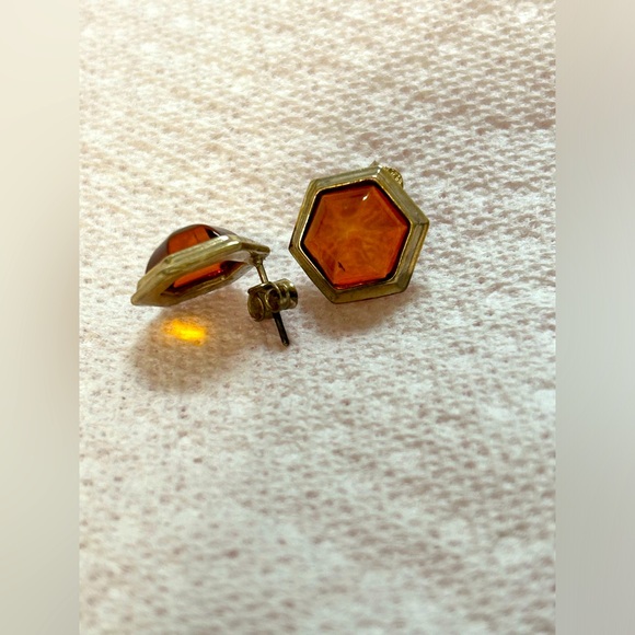 Beautiful Sterling Silver Amber Earrings - Picture 2 of 6